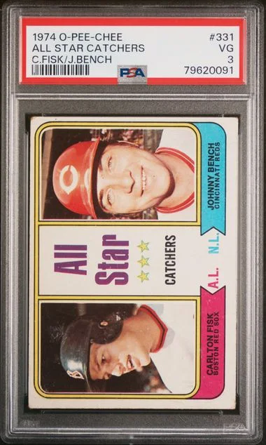 1974 O-Pee-Chee Catchers C.Fisk/J.Bench #331 card image