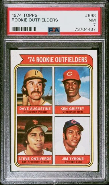 1974 Topps D.Augustine/K.Griffey/S.Ontiveros/J.Tyrone Outfielders #598 card image