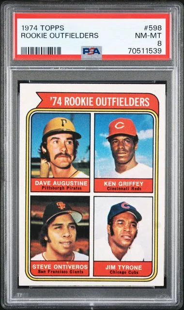 1974 Topps D.Augustine/K.Griffey/S.Otiveros/J.Tyrone Outfielders #598 card image