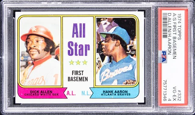 1974 Topps Dick Allen/Hank Aaron All Star First Basemen #332 card image