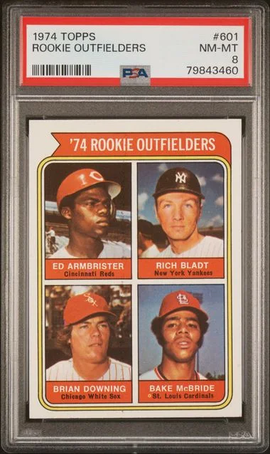 1974 Topps E.Armbrister/R.Bladt/B.Downing/B.McBride Outfielders #601 card image