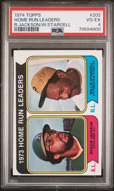1974 Topps Home Run Leaders R.Jackson/W.Stargell #202 card image