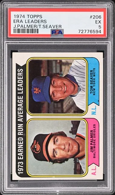 1974 Topps J.Palmer/T.Seaver ERA Leaders #206 card image