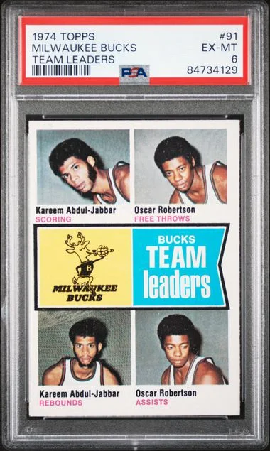 1974 Topps Milwaukee Bucks Team Leaders #91 card image