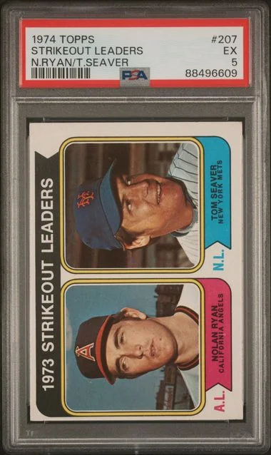1974 Topps N.Ryan/T.Seaver Strikeout Leaders #207 card image