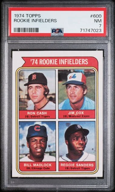 1974 Topps R.Cash/J.Cox/B.Marlock/R.Sanders Infielders #600 card image