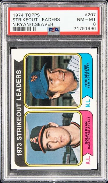 1974 Topps Strikeout Leaders N.Ryan/T.Seaver #207 card image