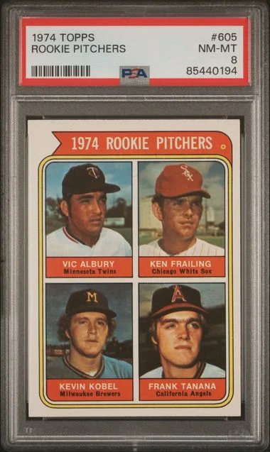 1974 Topps V.Albury/K.Frailing/K.Kobel/F.Tanana Pitchers #605 card image