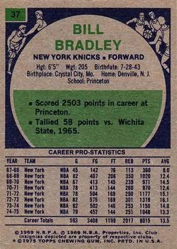 1975-76 Topps Bill Bradley #37 card back image
