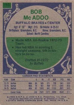 1975-76 Topps Bob McAdoo #10 card back image