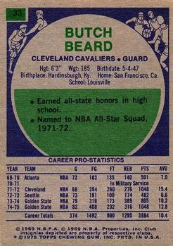 1975-76 Topps Butch Beard #33 card back image