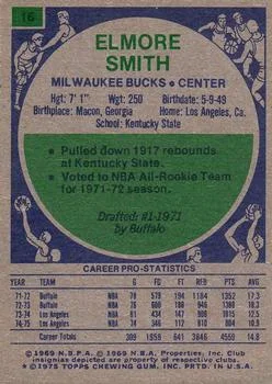 1975-76 Topps Elmore Smith #16 card back image