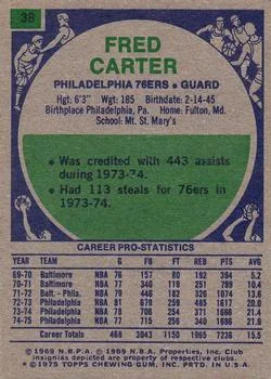 1975-76 Topps Fred Carter #38 card back image