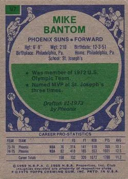 1975-76 Topps Mike Bantom #97 card back image