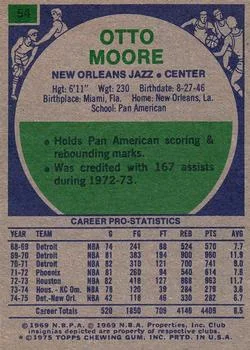 1975-76 Topps Otto Moore #54 card back image