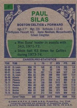 1975-76 Topps Paul Silas #8 card back image