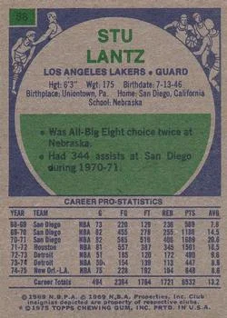 1975-76 Topps Stu Lantz #88 card back image
