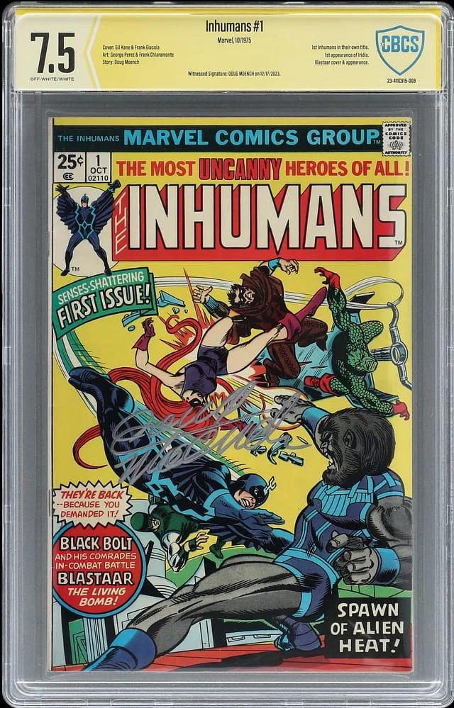1975 Marvel) - CBCS Signature Series 7.5 - Signed by Doug Moench, 1st Inhumans in Their Own Title, Appearance of Iridia #1st card image
