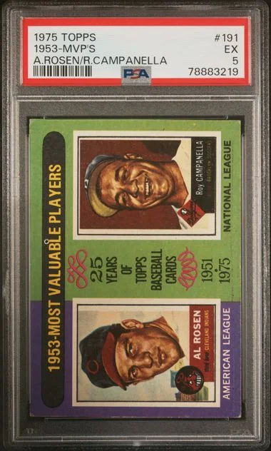 1975 Topps 1953-Mvp's Al Rosen/Roy Campanella #191 card image