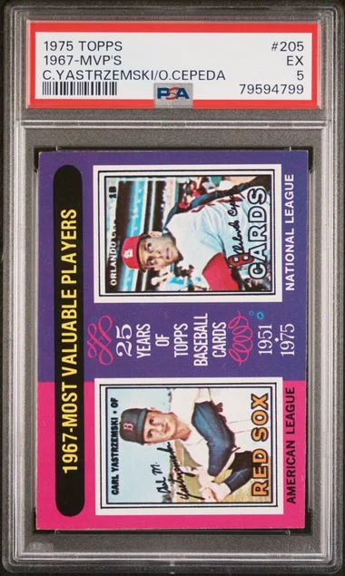 1975 Topps 1967-Mvp's Carl Yastrzemski/Orlando Cepeda #205 card image