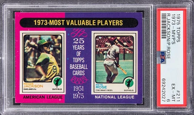 1975 Topps 1973 MVP's Reggie Jackson/Pete Rose #211 card image