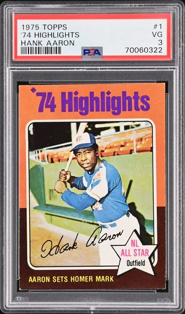 1975 Topps '74 Highlights Hank Aaron #1 card image