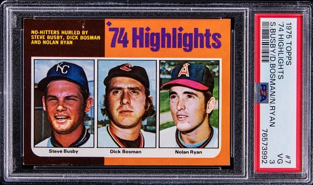 1975 Topps Busby/Bosman/Ryan 74 Highlights #7 card image