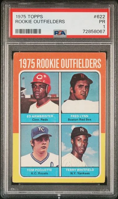 1975 Topps E.Armbrister/F.Lynn/T.Poquette/T.Whitfield Outfielders #622 card image