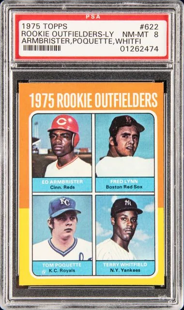 1975 Topps Ed Armbrister/Fred Lynn/Tom Poquette/Terry Whitfield Outfielders #622 card image