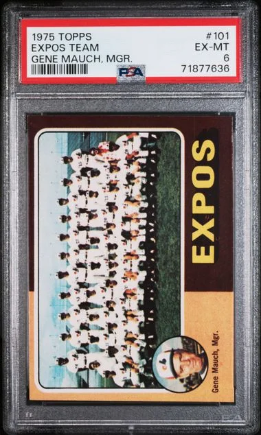 1975 Topps Expos Team Gene Mauch, Mgr. #101 card image