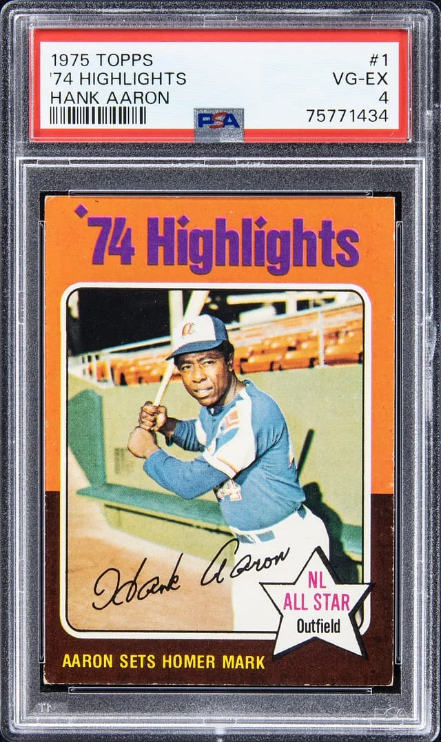 1975 Topps Hank Aaron 74 Highlights #1 card image