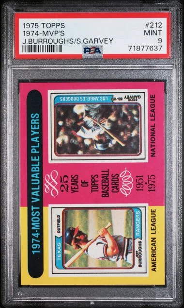 1975 Topps Jeff Burroughs/Steve Garvey 1974 MVP's #212 card image
