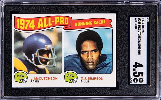 1975 Topps Lawrence McCutcheon/O.J. Simpson All-Pro #209 card image