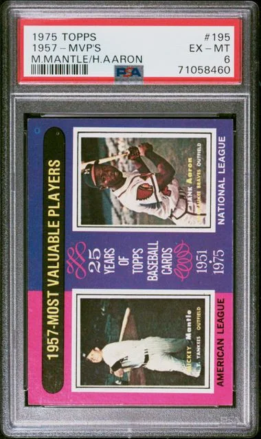 1975 Topps Mickey Mantle/Willie Mays 1957-MVP's #195 card image