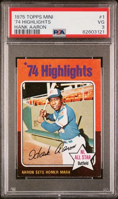 1975 Topps Mini '74 Highlights Hank Aaron #1 card image