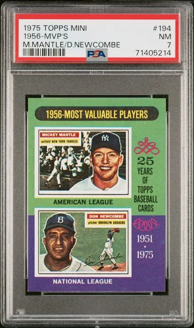 1975 Topps Mini Mickey Mantle/Don Newcombe 1956 MVPs #194 card image