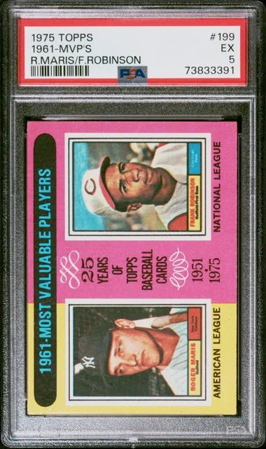 1975 Topps Roger Maris/Frank Robinson 1961 MVPs #199 card image