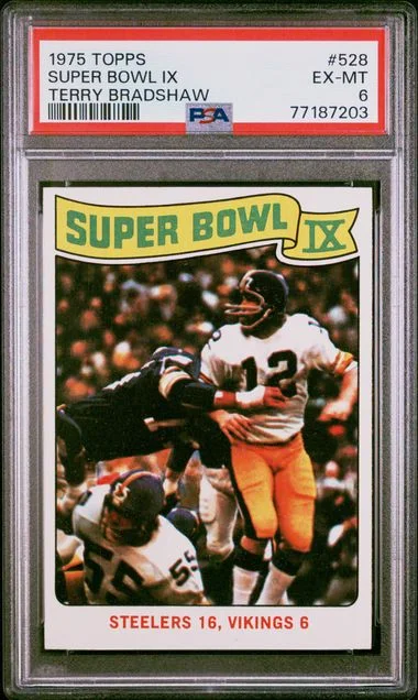 1975 Topps Super Bowl Ix Terry Bradshaw #528 card image