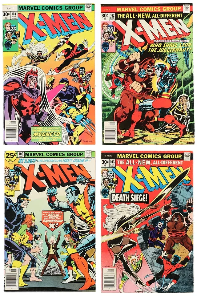 1976-77 Marvel) 4 Books - Raw - Classic Battle of the Original X-Men vs the New X-Men, Origin of Storm, 1st Appearance of Corsair, Ch'od, Mention of Mutant X #1st card image