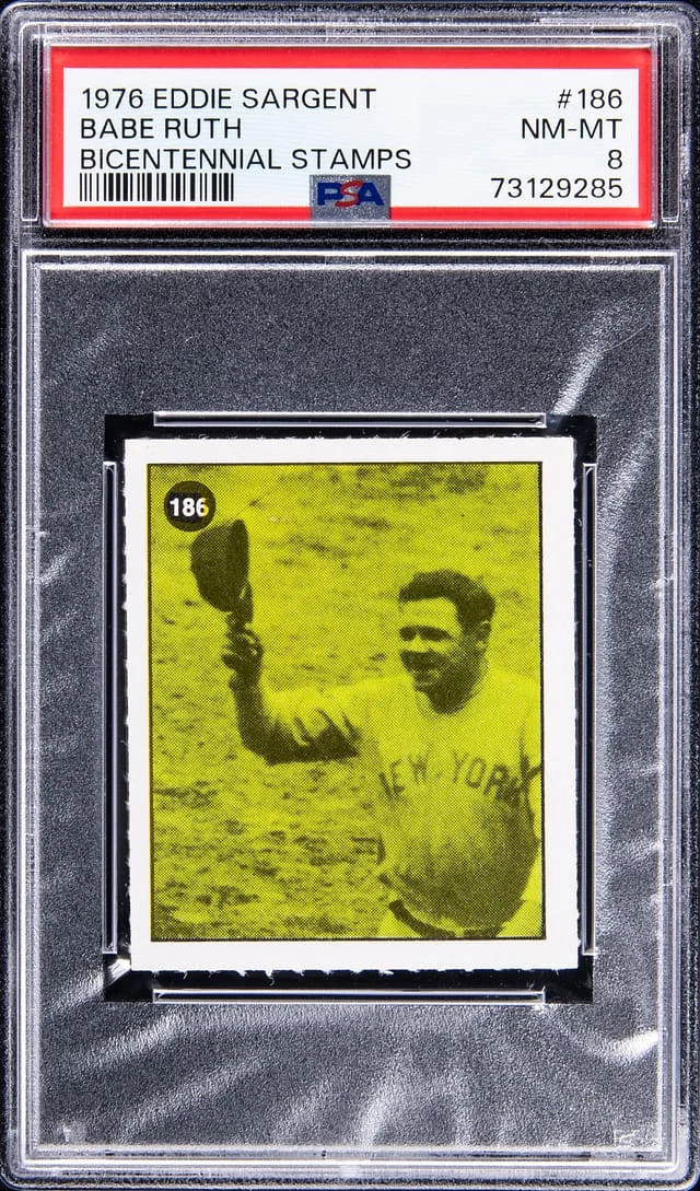 1976 Eddie Sargent Bicentennial Stamps Babe Ruth #186 card image