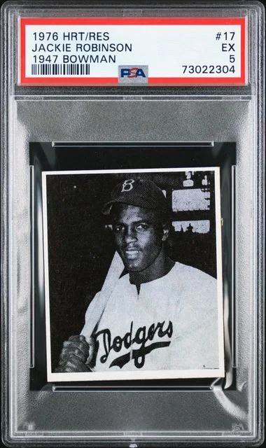1976 Hrt/Res 1947 Bowman Jackie Robinson #17 card image