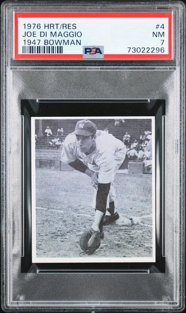 1976 HRT/RES 1947 Bowman Joe DiMaggio #4 card image