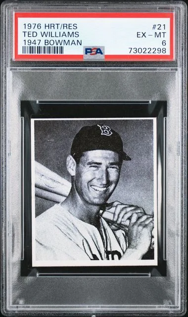 1976 Hrt/Res 1947 Bowman Ted Williams #21 card image