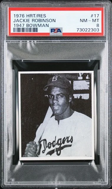 1976 Hrt/Res '47 Bowman Jackie Robinson #17 card image
