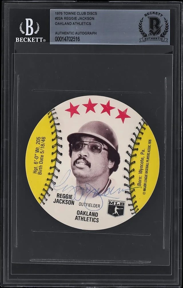 1976 Towne Club Discs Okland Athletics Reggie Jackson #22A card image