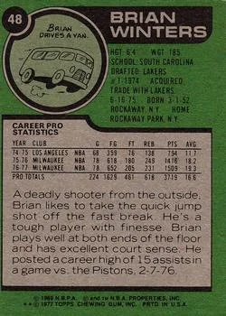1977-78 Topps Brian Winters #48 card back image