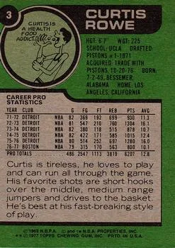 1977-78 Topps Curtis Rowe #3 card back image