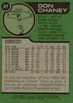 1977-78 Topps Don Chaney #27 card back image