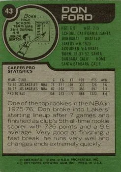 1977-78 Topps Don Ford #43 card back image