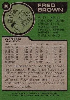 1977-78 Topps Fred Brown #30 card back image